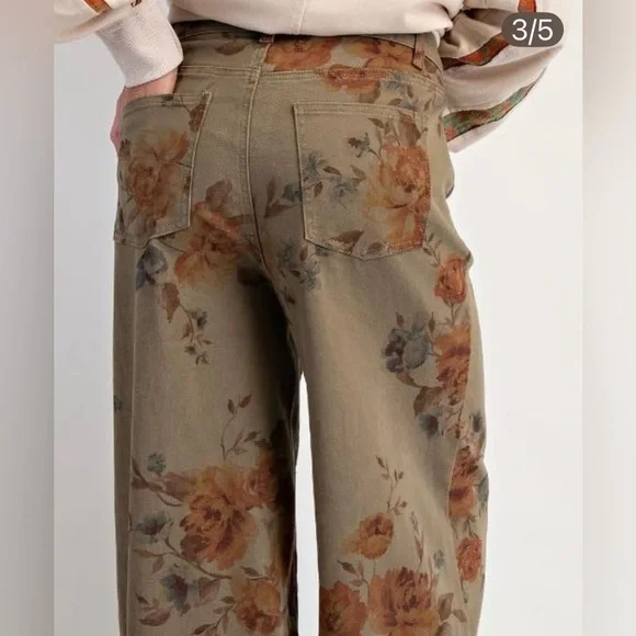 EASEL Floral Print Wide-Leg Pants - Picture 6 of 6